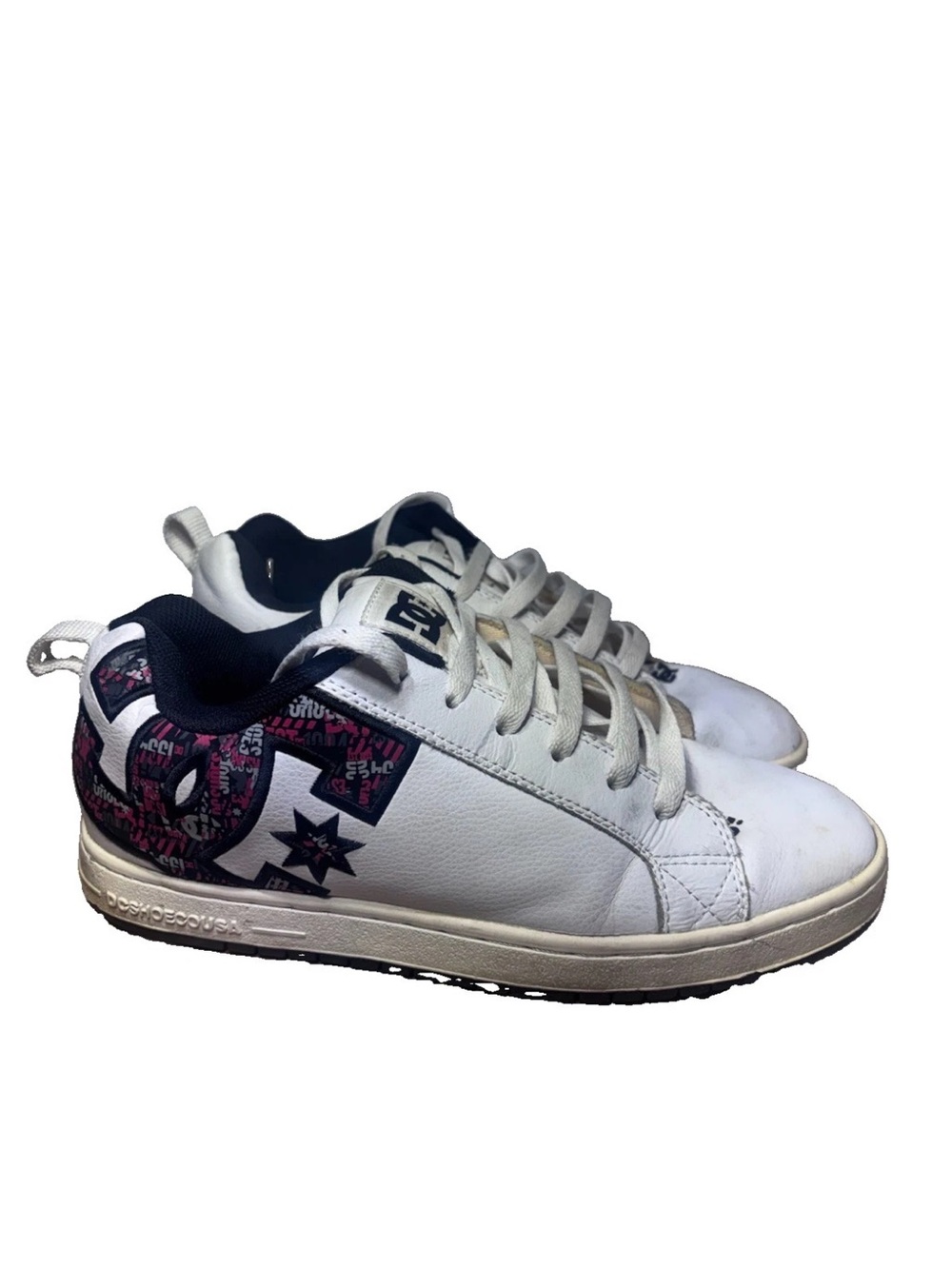 DC Shoes Court Graffik SE Skate White Pink Black Graffiti Men's 10